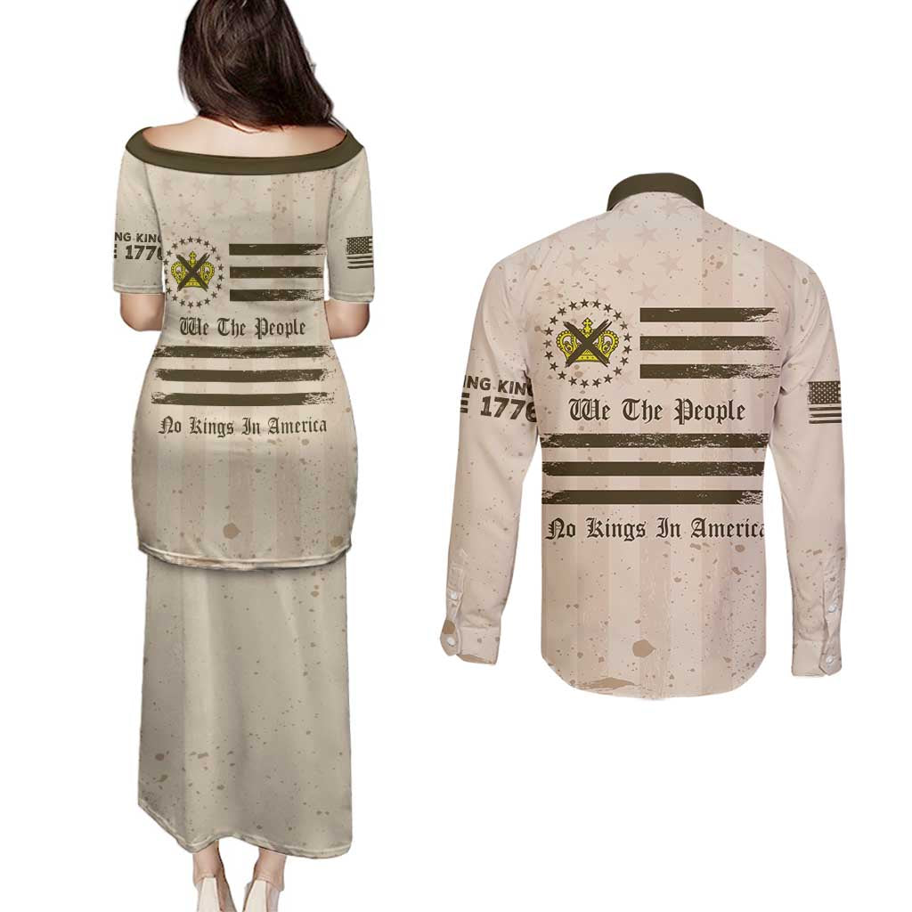 No Kings In America Couples Matching Puletasi and Long Sleeve Button Shirt We The People - Wonder Print Shop