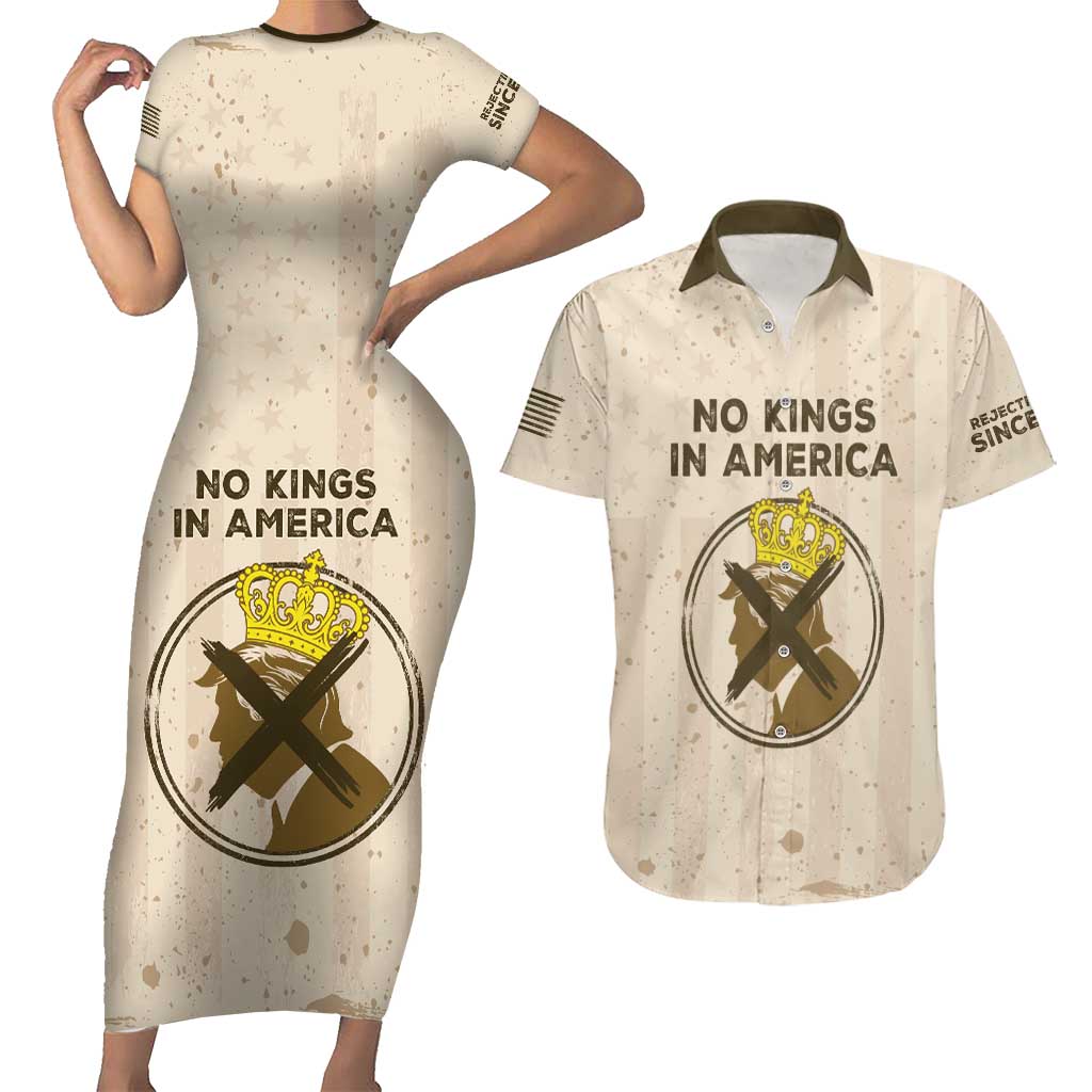 No Kings In America Couples Matching Short Sleeve Bodycon Dress and Hawaiian Shirt We The People - Wonder Print Shop