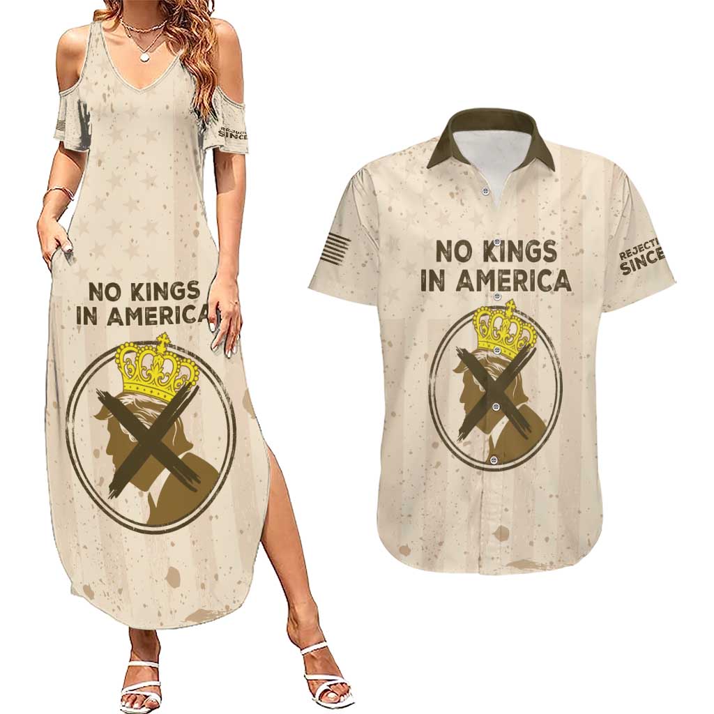 No Kings In America Couples Matching Summer Maxi Dress and Hawaiian Shirt We The People - Wonder Print Shop