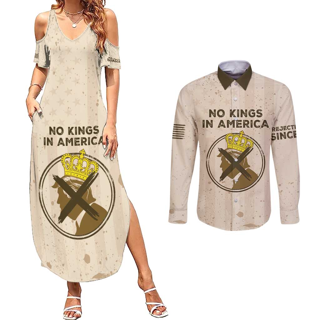 No Kings In America Couples Matching Summer Maxi Dress and Long Sleeve Button Shirt We The People - Wonder Print Shop