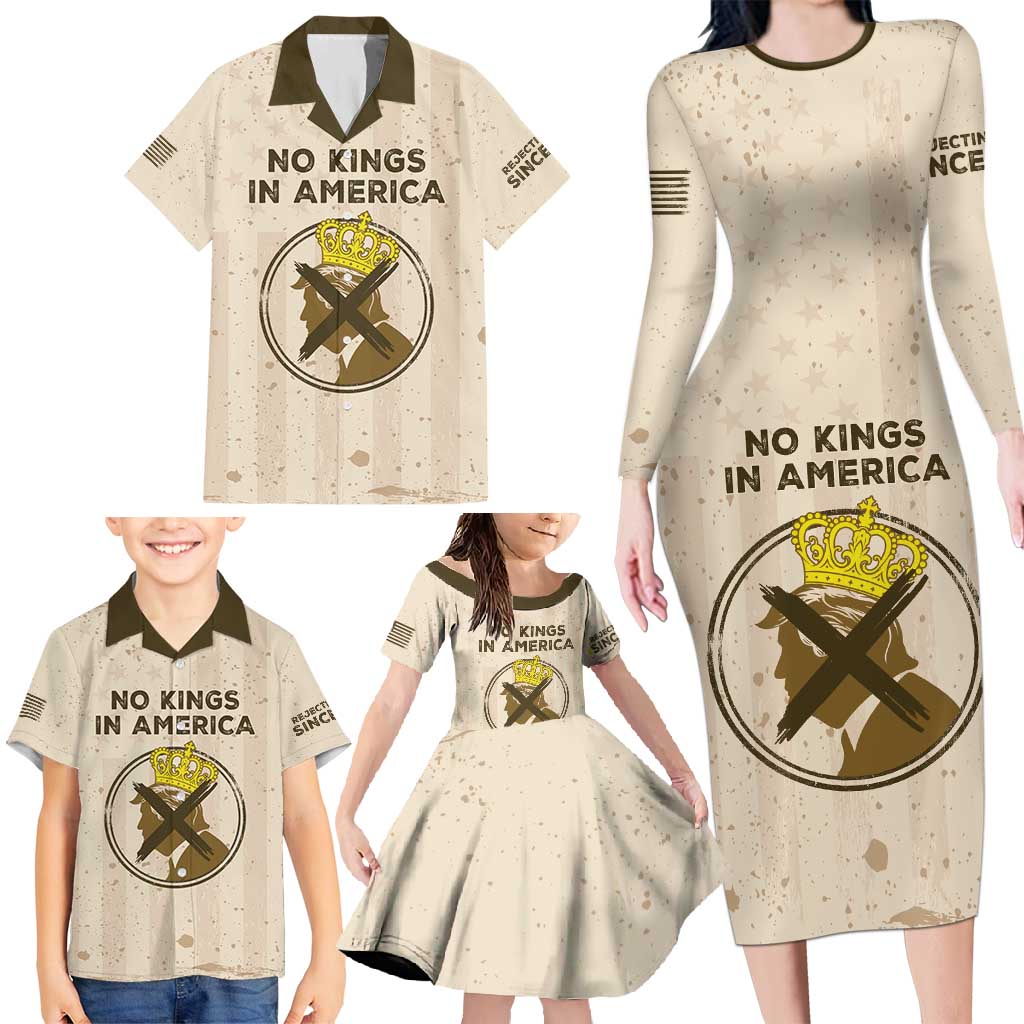 No Kings In America Family Matching Long Sleeve Bodycon Dress and Hawaiian Shirt We The People - Wonder Print Shop