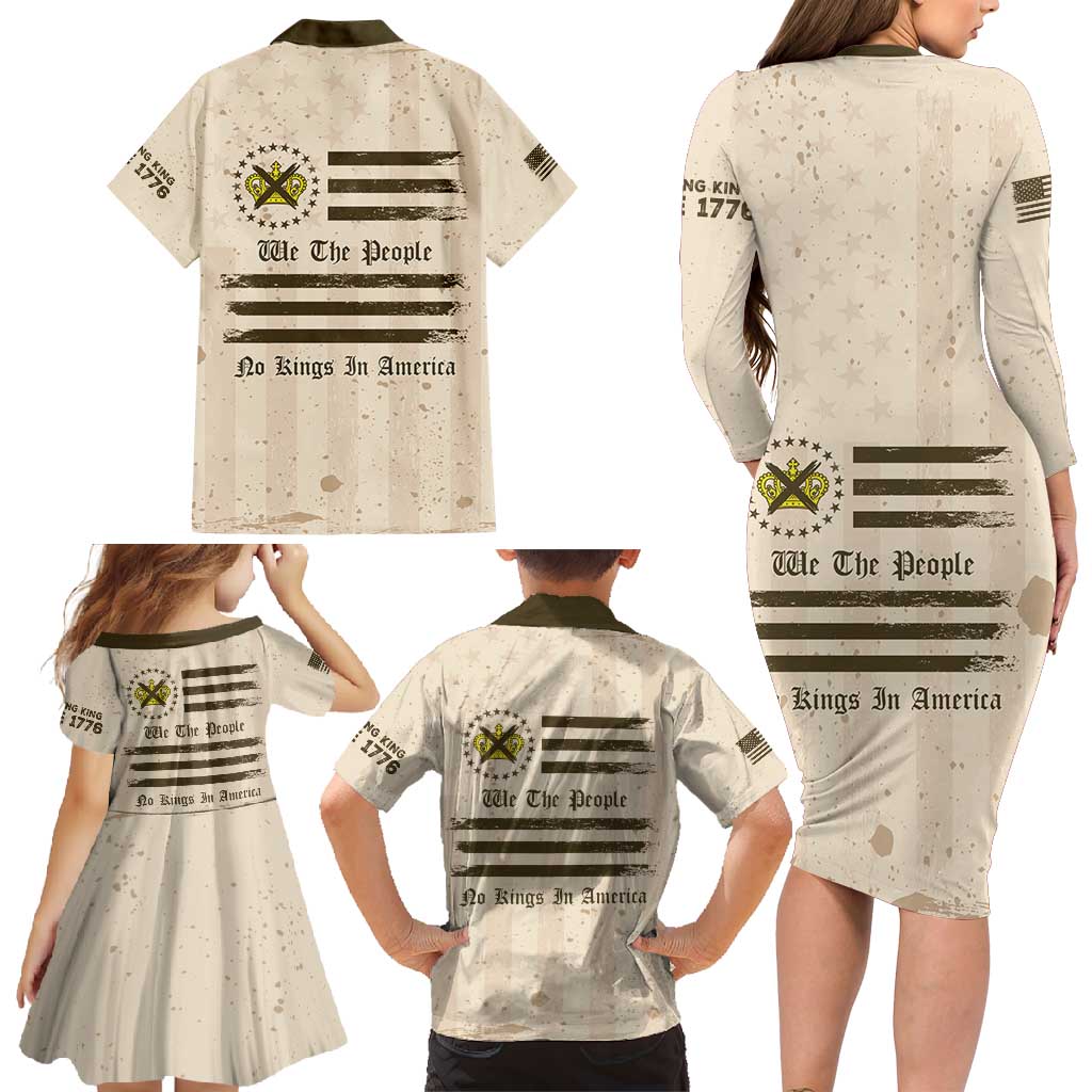 No Kings In America Family Matching Long Sleeve Bodycon Dress and Hawaiian Shirt We The People - Wonder Print Shop