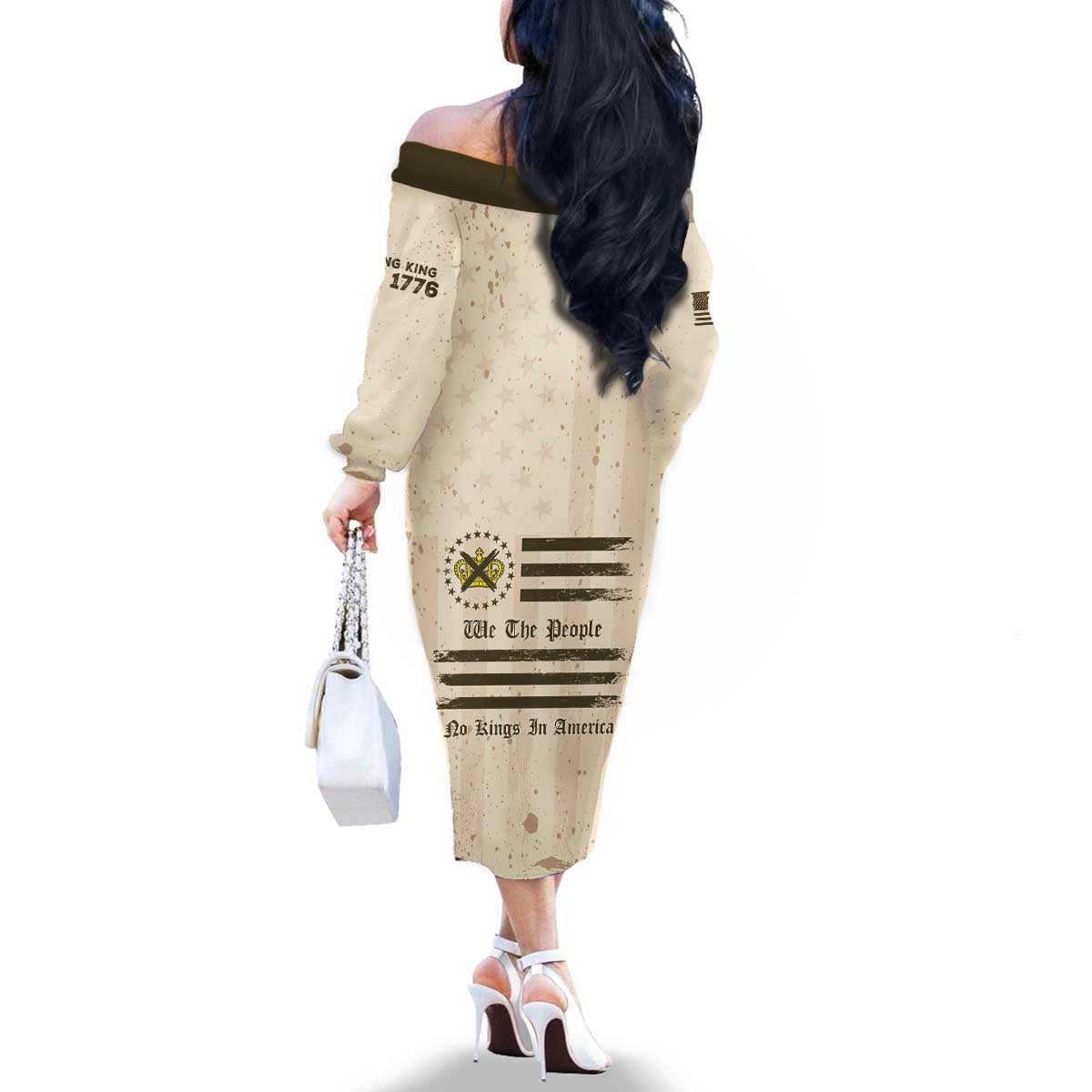 No Kings In America Family Matching Off The Shoulder Long Sleeve Dress and Hawaiian Shirt We The People - Wonder Print Shop