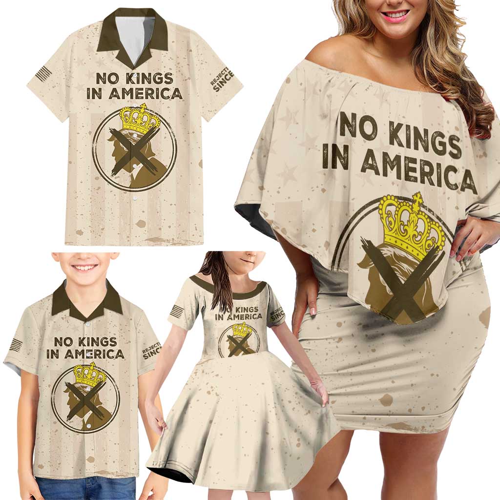 No Kings In America Family Matching Off Shoulder Short Dress and Hawaiian Shirt We The People - Wonder Print Shop