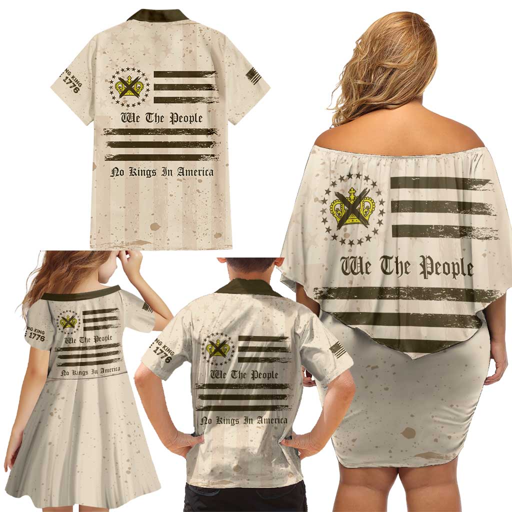 No Kings In America Family Matching Off Shoulder Short Dress and Hawaiian Shirt We The People - Wonder Print Shop