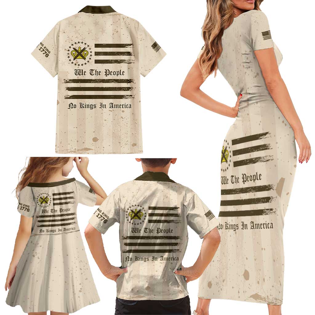 No Kings In America Family Matching Short Sleeve Bodycon Dress and Hawaiian Shirt We The People - Wonder Print Shop