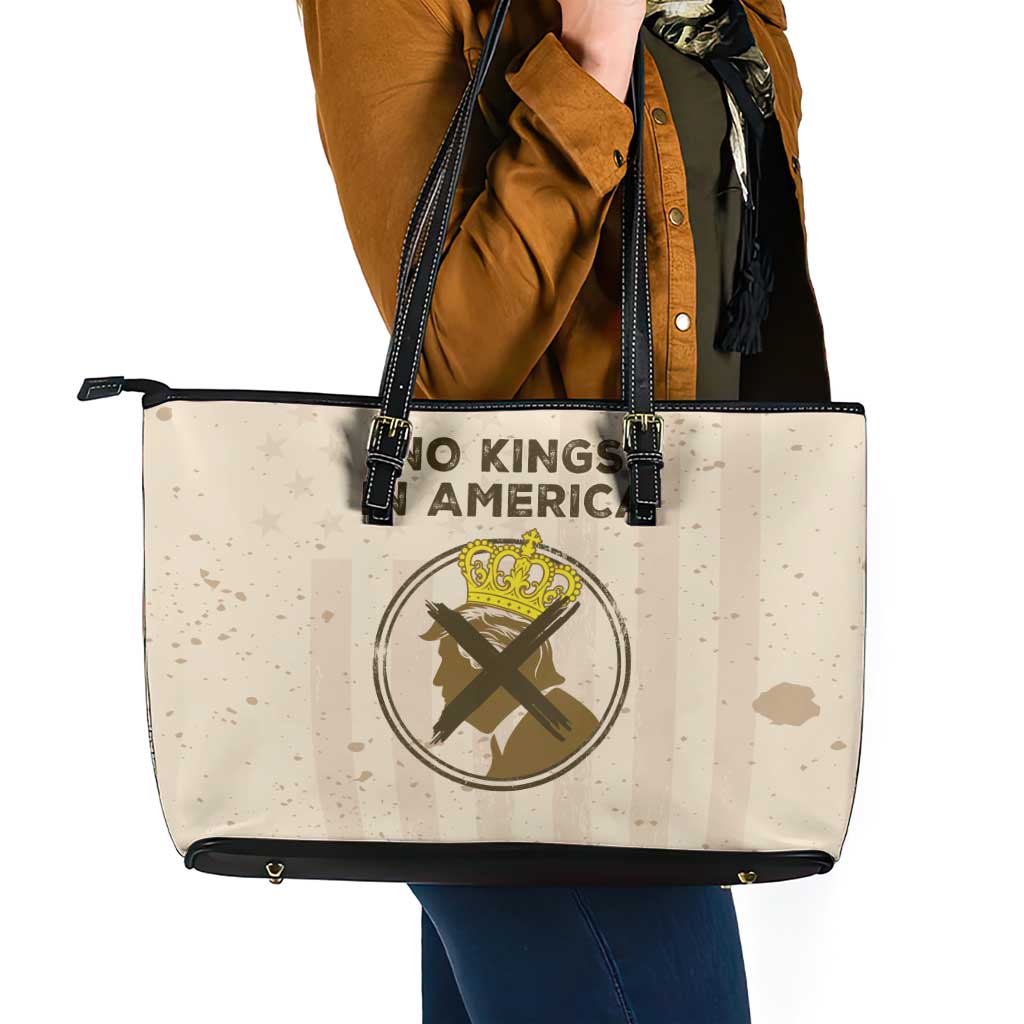 No Kings In America Leather Tote Bag We The People - Wonder Print Shop