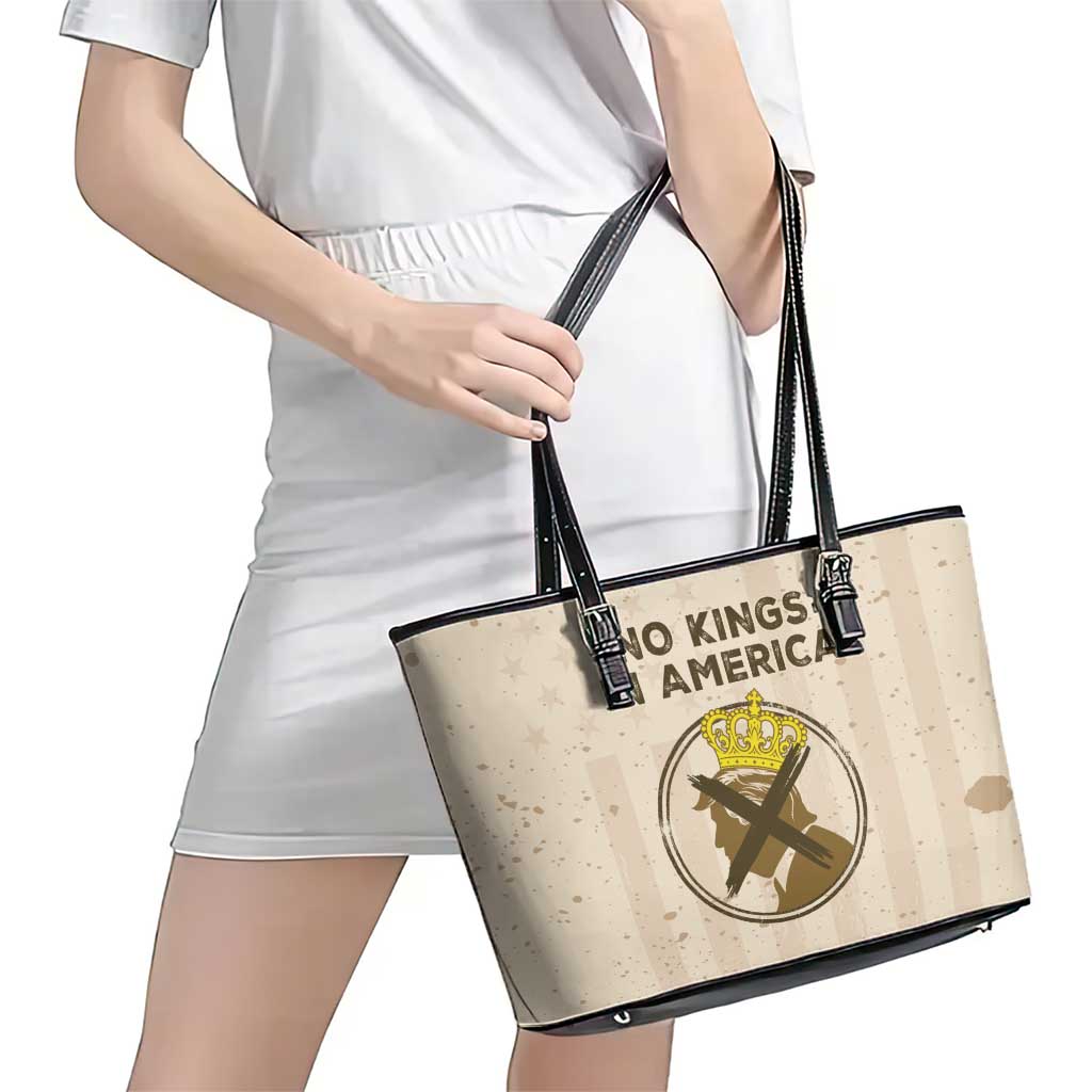 No Kings In America Leather Tote Bag We The People - Wonder Print Shop
