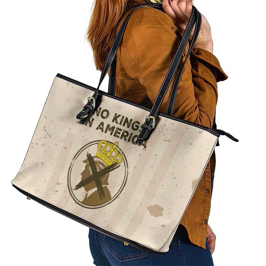 No Kings In America Leather Tote Bag We The People - Wonder Print Shop