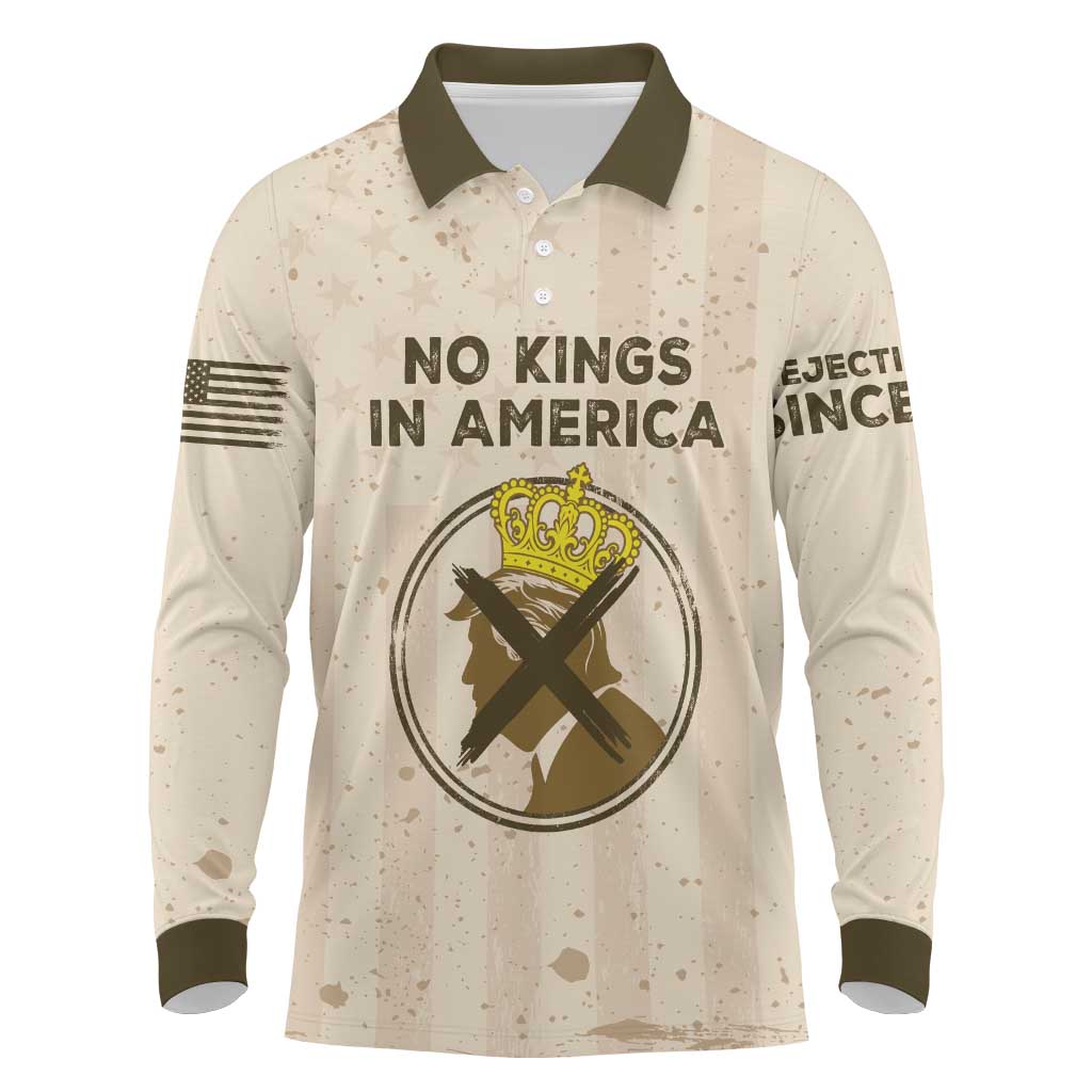 No Kings In America Long Sleeve Polo Shirt We The People - Wonder Print Shop