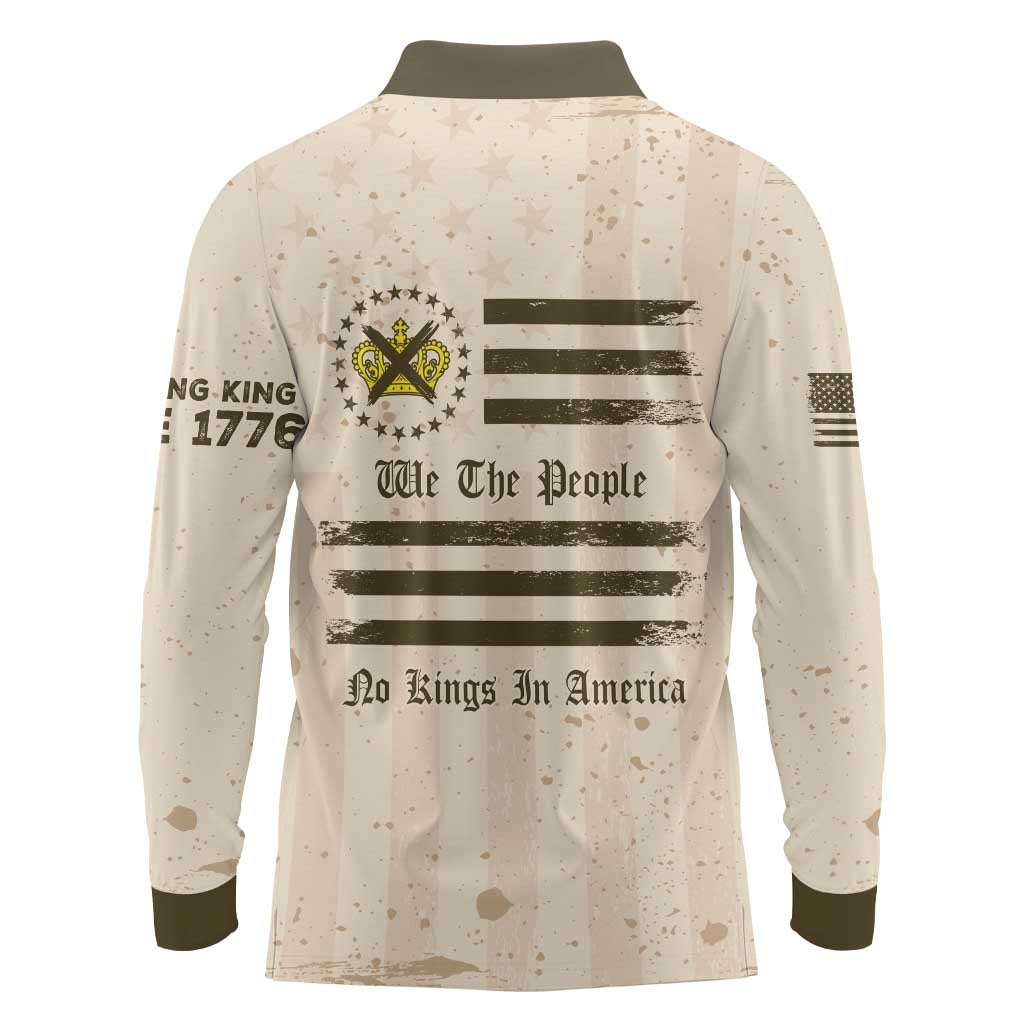 No Kings In America Long Sleeve Polo Shirt We The People - Wonder Print Shop