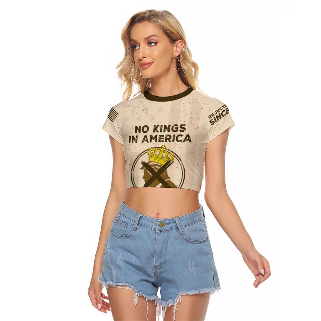 No Kings In America Raglan Cropped T Shirt We The People - Wonder Print Shop