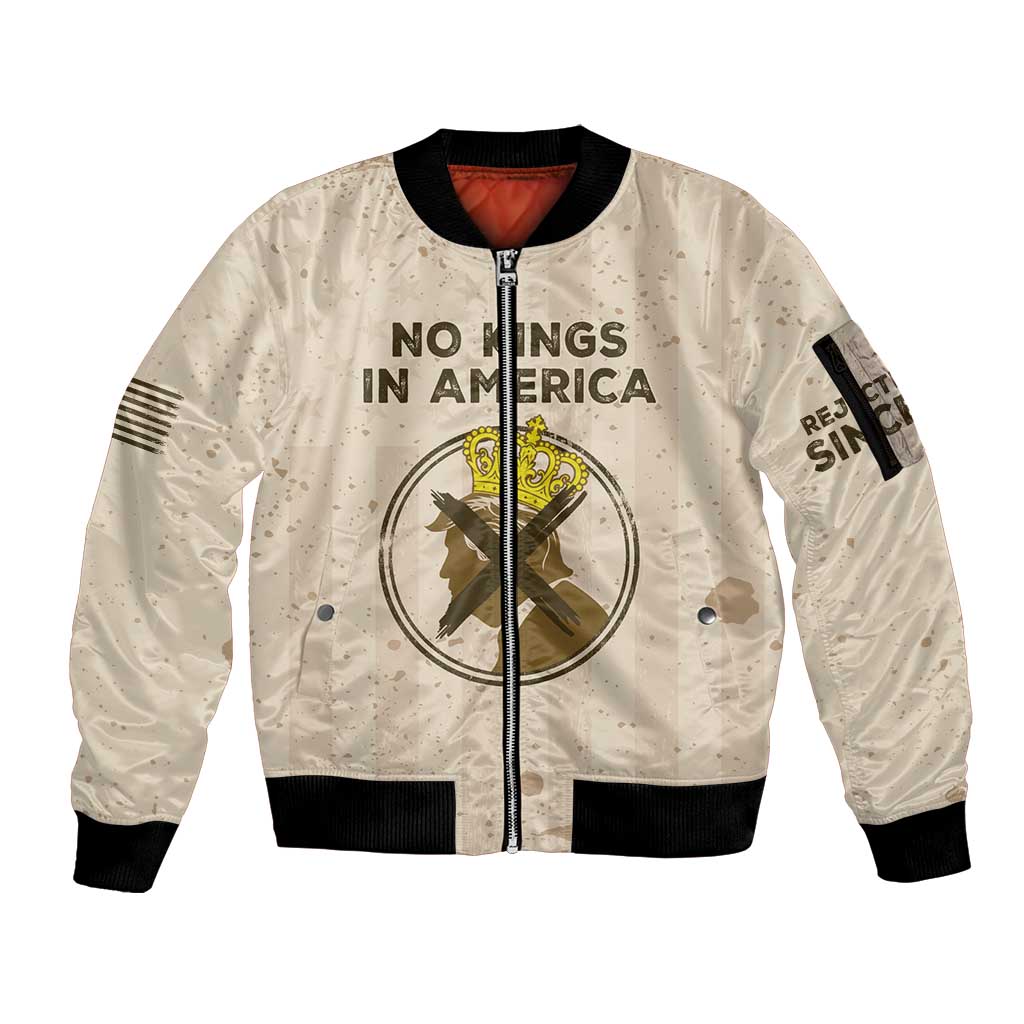 No Kings In America Sleeve Zip Bomber Jacket We The People - Wonder Print Shop