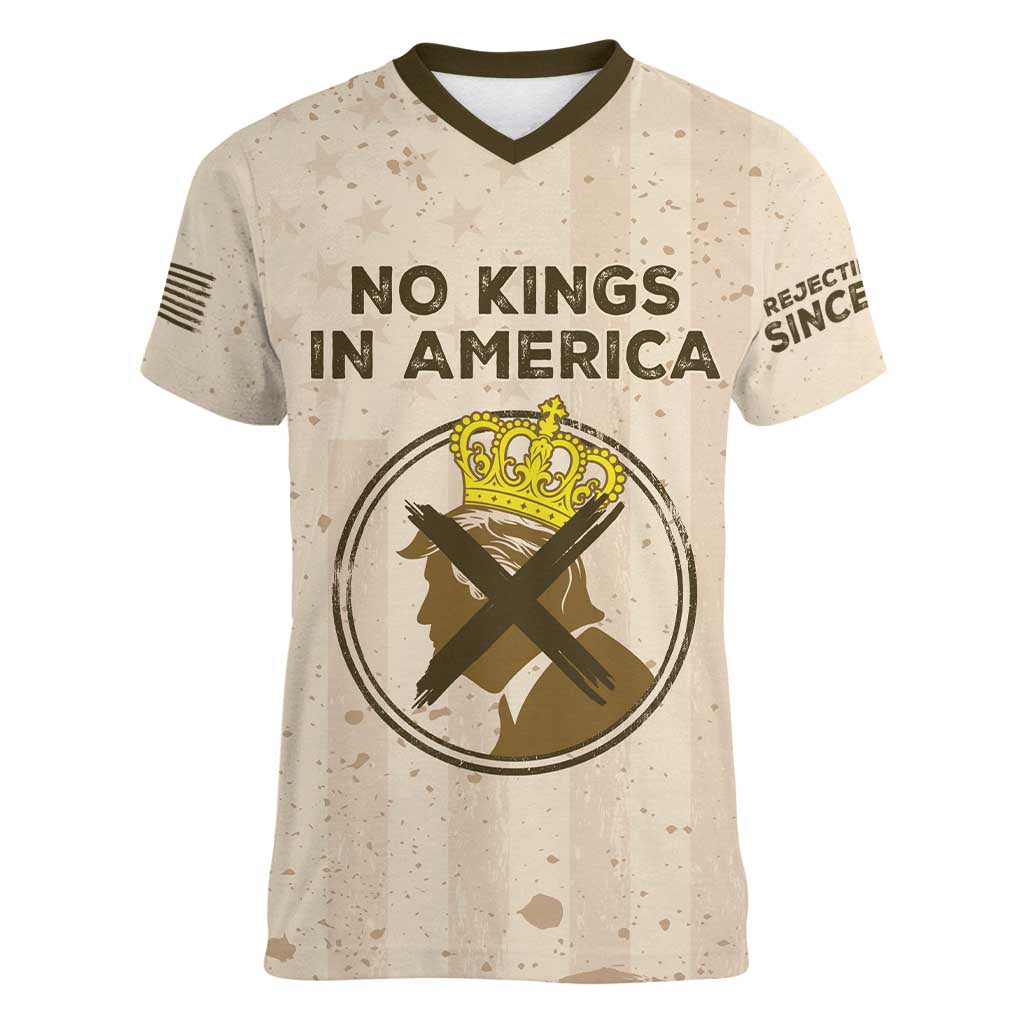 No Kings In America Women V-Neck T-Shirt We The People - Wonder Print Shop