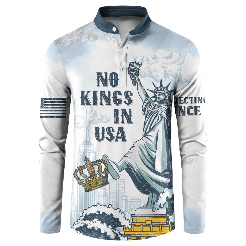 Funny Rejecting Kings Button Sweatshirt Since 1776 No Kings In America Retro Style LT05