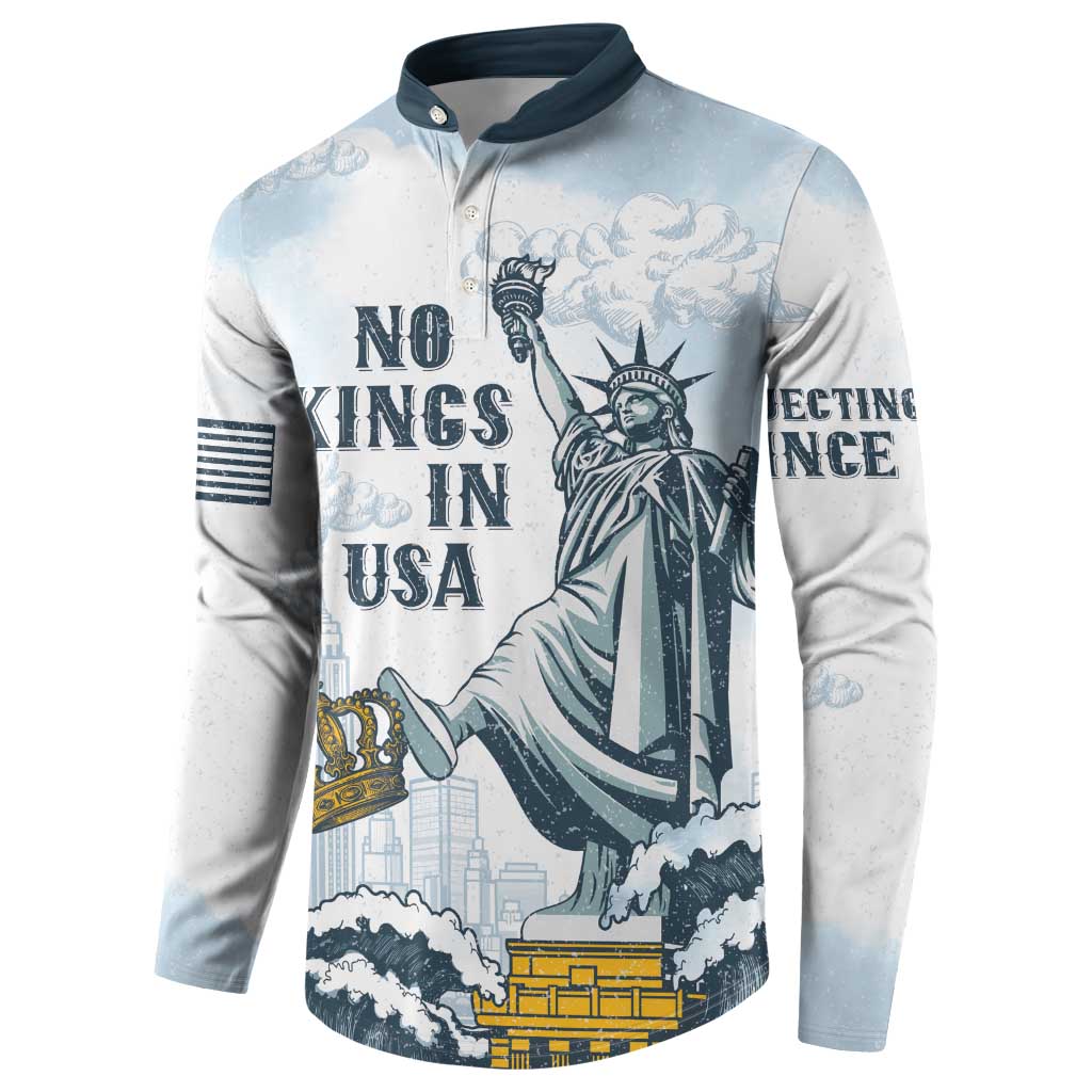 Funny Rejecting Kings Button Sweatshirt Since 1776 No Kings In America Retro Style LT05