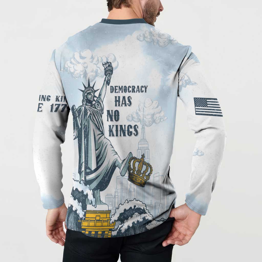 Funny Rejecting Kings Button Sweatshirt Since 1776 No Kings In America Retro Style LT05