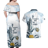 Funny Rejecting Kings Couples Matching Off Shoulder Maxi Dress and Hawaiian Shirt Since 1776 No Kings In America Retro Style LT05