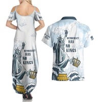 Funny Rejecting Kings Couples Matching Summer Maxi Dress and Hawaiian Shirt Since 1776 No Kings In America Retro Style LT05