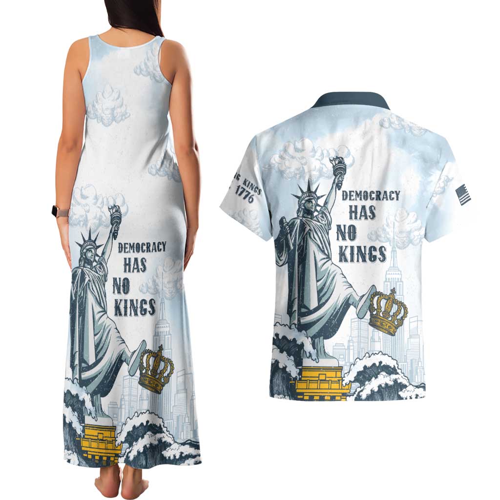 Funny Rejecting Kings Couples Matching Tank Maxi Dress and Hawaiian Shirt Since 1776 No Kings In America Retro Style LT05