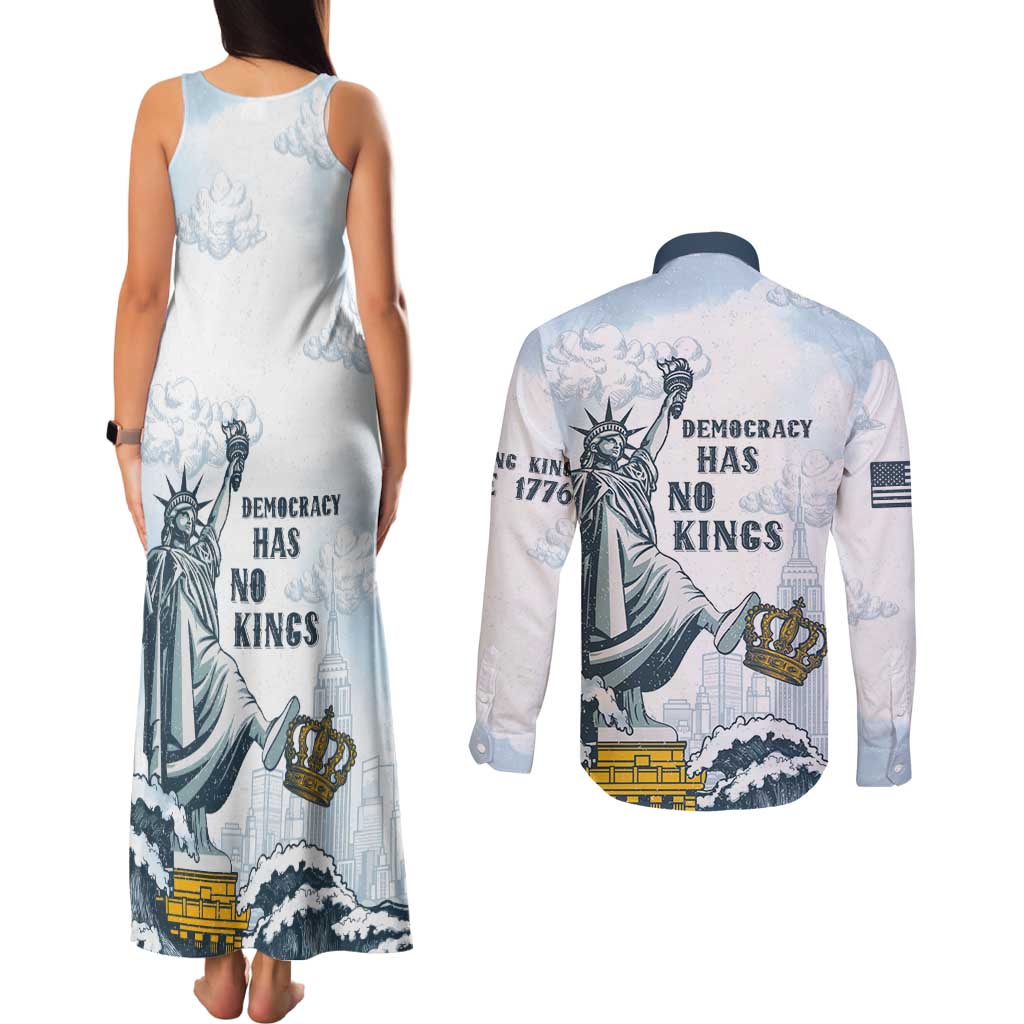 Funny Rejecting Kings Couples Matching Tank Maxi Dress and Long Sleeve Button Shirt Since 1776 No Kings In America Retro Style LT05