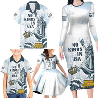 Funny Rejecting Kings Family Matching Long Sleeve Bodycon Dress and Hawaiian Shirt Since 1776 No Kings In America Retro Style LT05