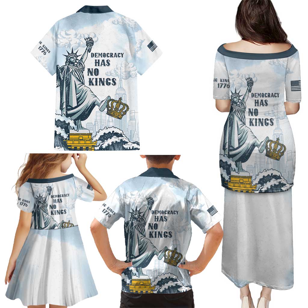 Funny Rejecting Kings Family Matching Puletasi and Hawaiian Shirt Since 1776 No Kings In America Retro Style LT05