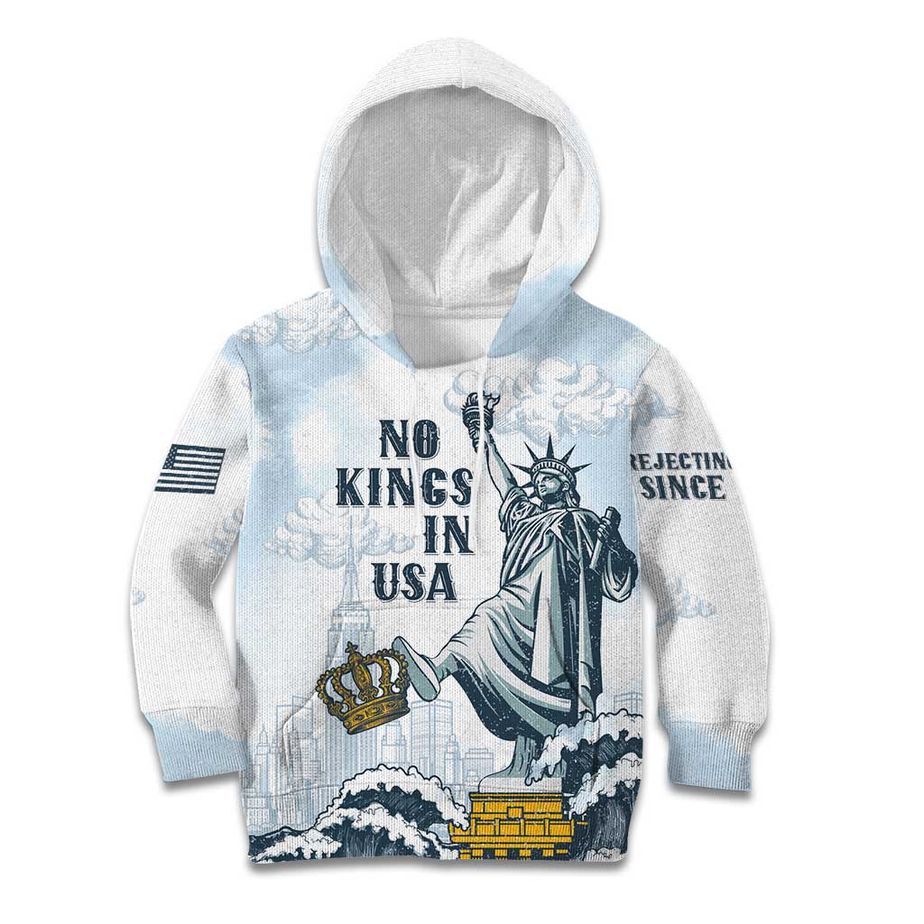 Funny Rejecting Kings Kid Hoodie Since 1776 No Kings In America Retro Style LT05