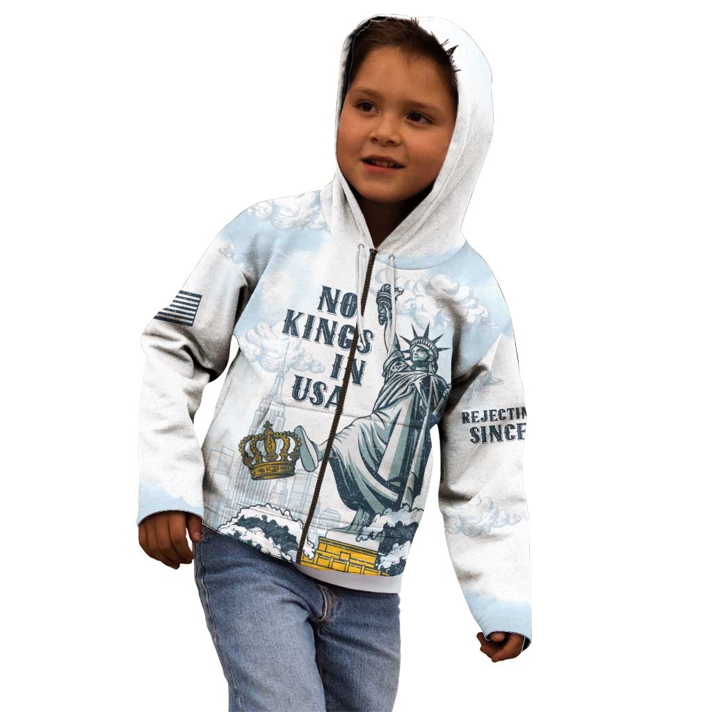 Funny Rejecting Kings Kid Hoodie Since 1776 No Kings In America Retro Style LT05