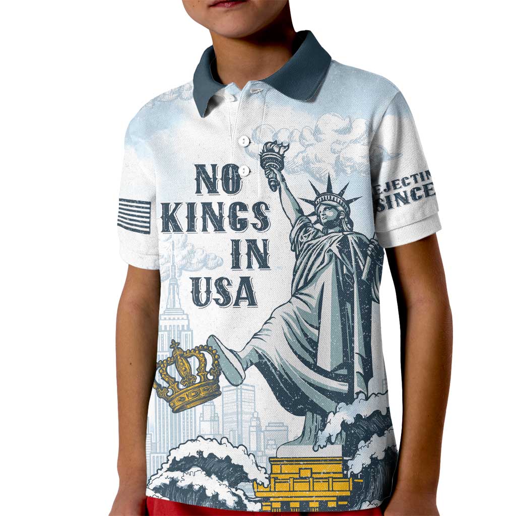 Funny Rejecting Kings Kid Polo Shirt Since 1776 No Kings In America Retro Style LT05