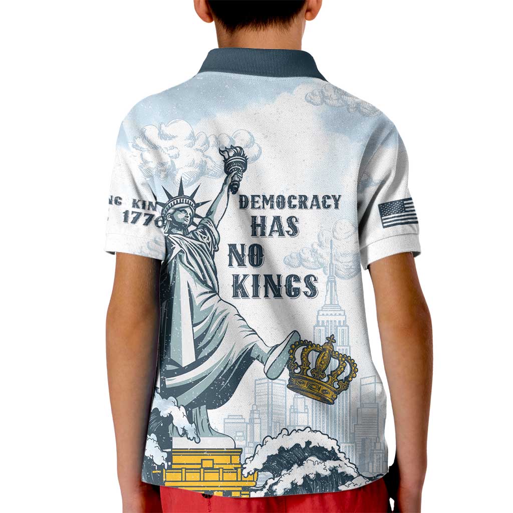 Funny Rejecting Kings Kid Polo Shirt Since 1776 No Kings In America Retro Style LT05