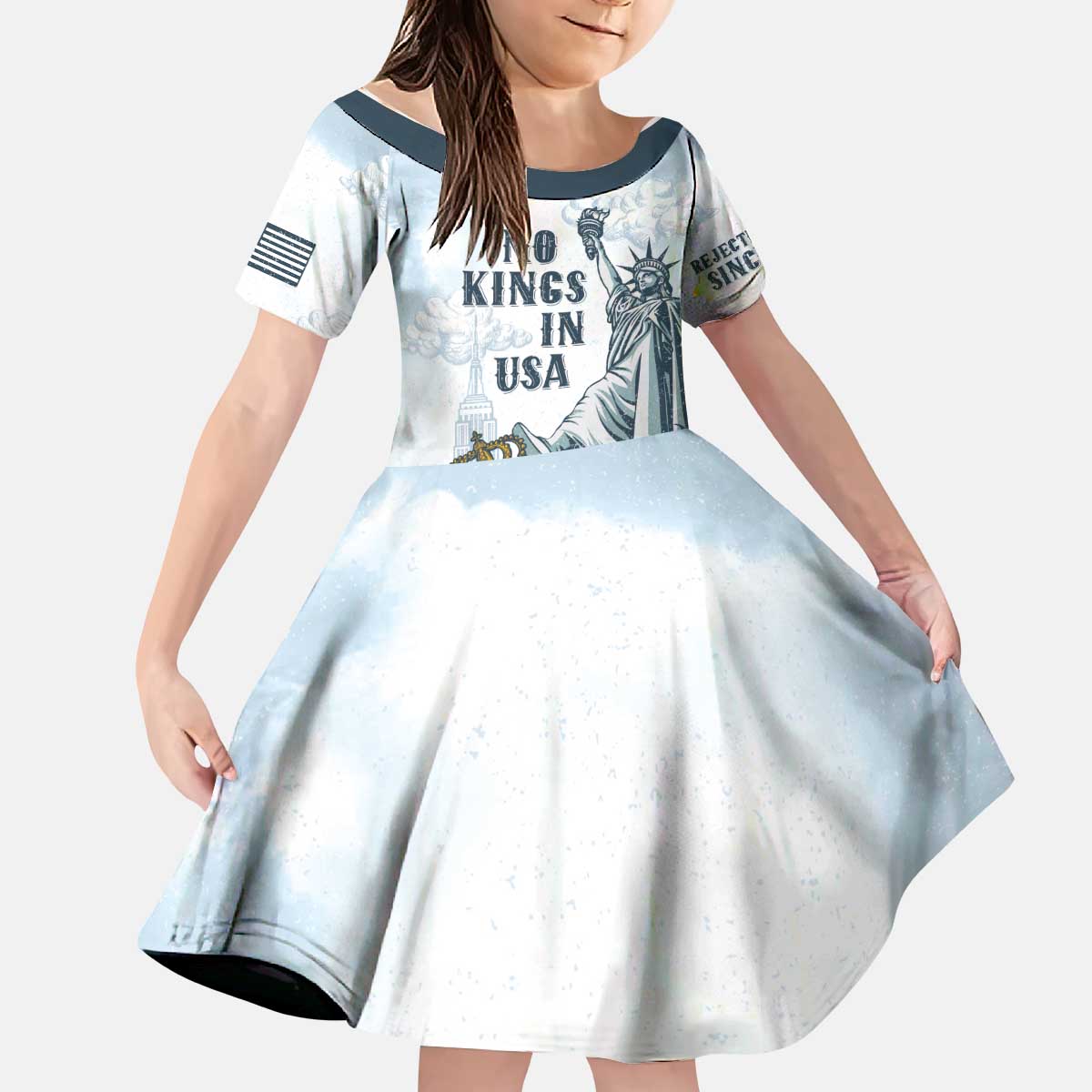Funny Rejecting Kings Kid Short Sleeve Dress Since 1776 No Kings In America Retro Style LT05
