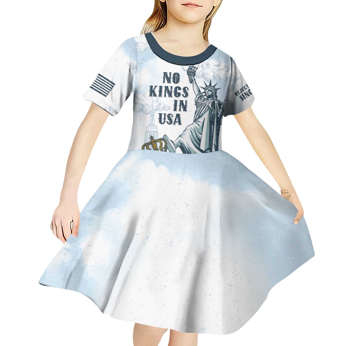 Funny Rejecting Kings Kid Short Sleeve Dress Since 1776 No Kings In America Retro Style LT05