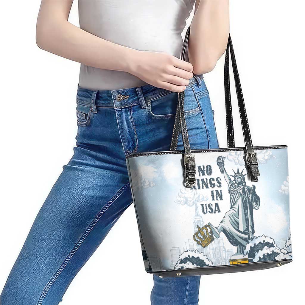 Funny Rejecting Kings Leather Tote Bag Since 1776 No Kings In America Retro Style LT05