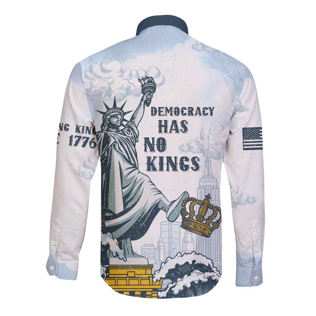 Funny Rejecting Kings Long Sleeve Button Shirt Since 1776 No Kings In America Retro Style LT05