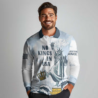 Funny Rejecting Kings Long Sleeve Polo Shirt Since 1776 No Kings In America Retro Style LT05