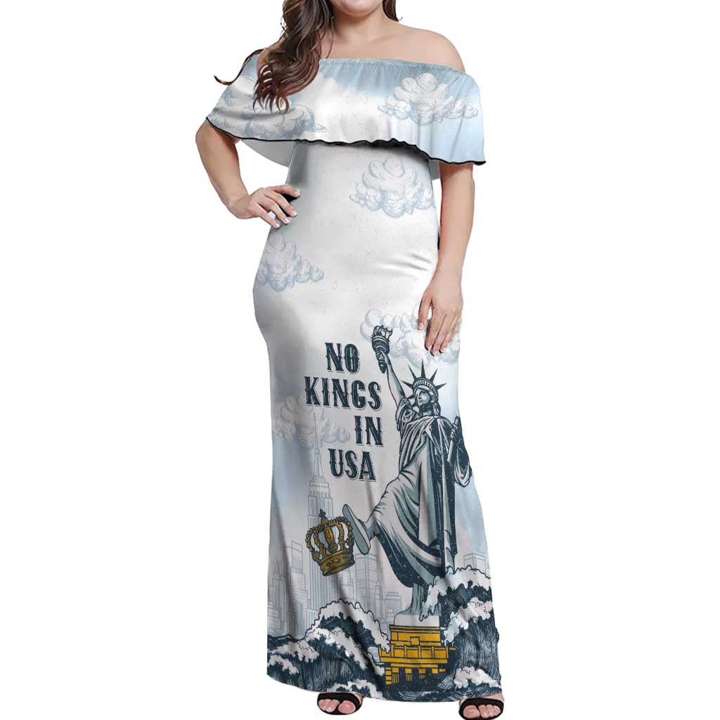Funny Rejecting Kings Off Shoulder Maxi Dress Since 1776 No Kings In America Retro Style LT05