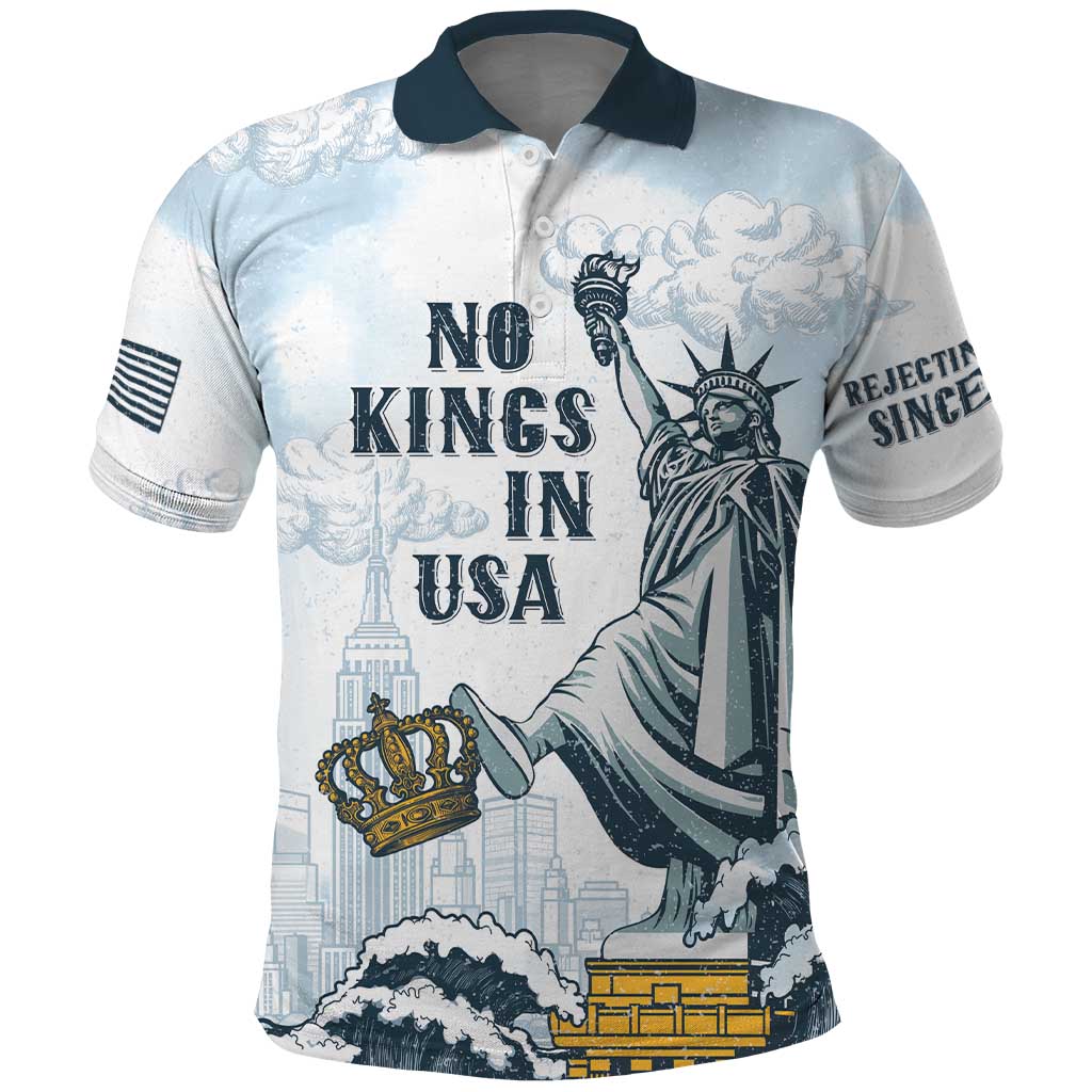 Funny Rejecting Kings Polo Shirt Since 1776 No Kings In America Retro Style LT05