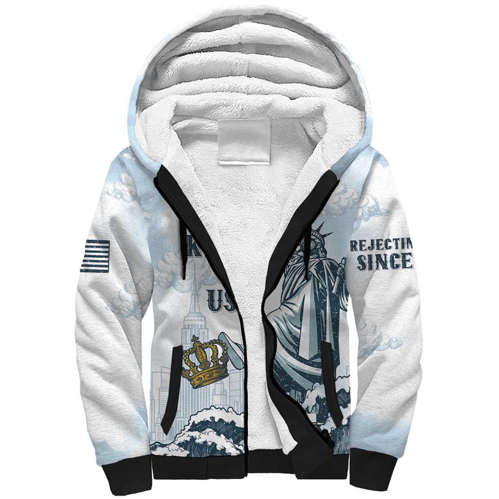 Funny Rejecting Kings Sherpa Hoodie Since 1776 No Kings In America Retro Style LT05