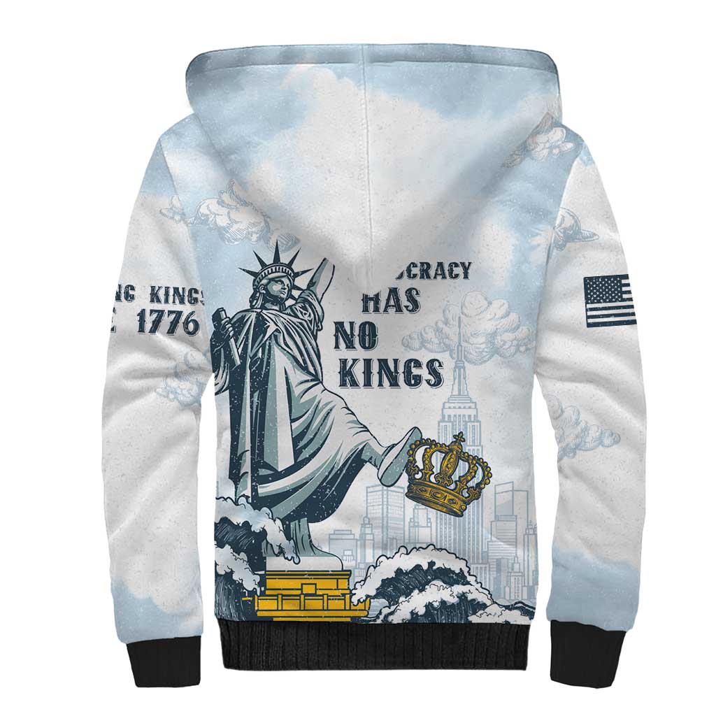 Funny Rejecting Kings Sherpa Hoodie Since 1776 No Kings In America Retro Style LT05