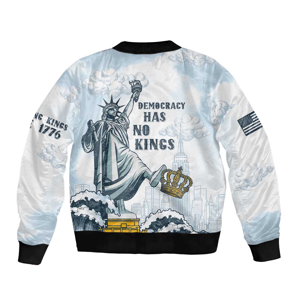 Funny Rejecting Kings Sleeve Zip Bomber Jacket Since 1776 No Kings In America Retro Style LT05