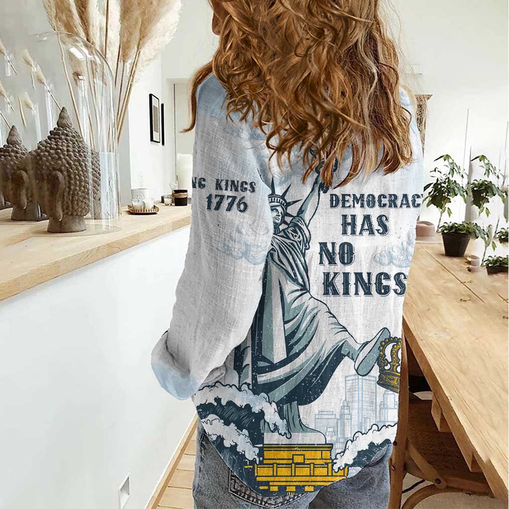 Funny Rejecting Kings Women Casual Shirt Since 1776 No Kings In America Retro Style LT05