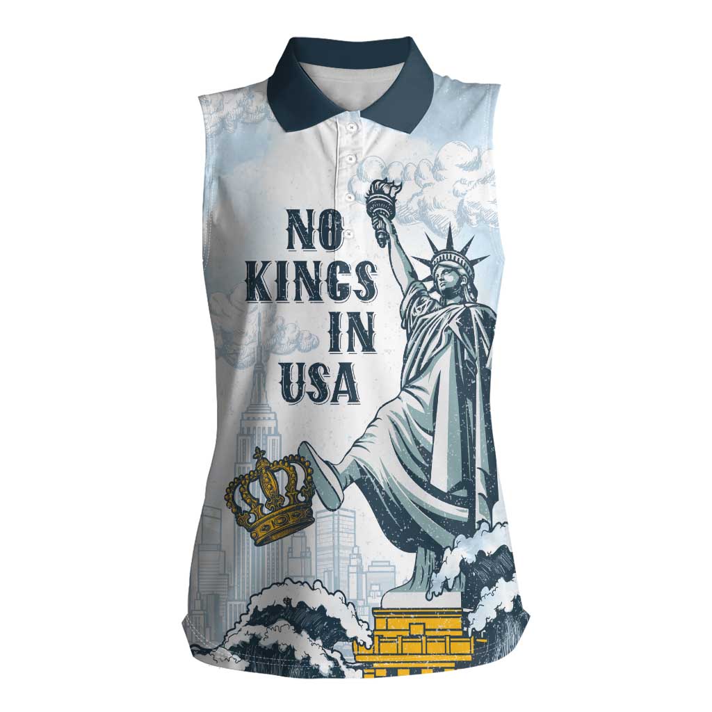 Funny Rejecting Kings Women Sleeveless Polo Shirt Since 1776 No Kings In America Retro Style LT05
