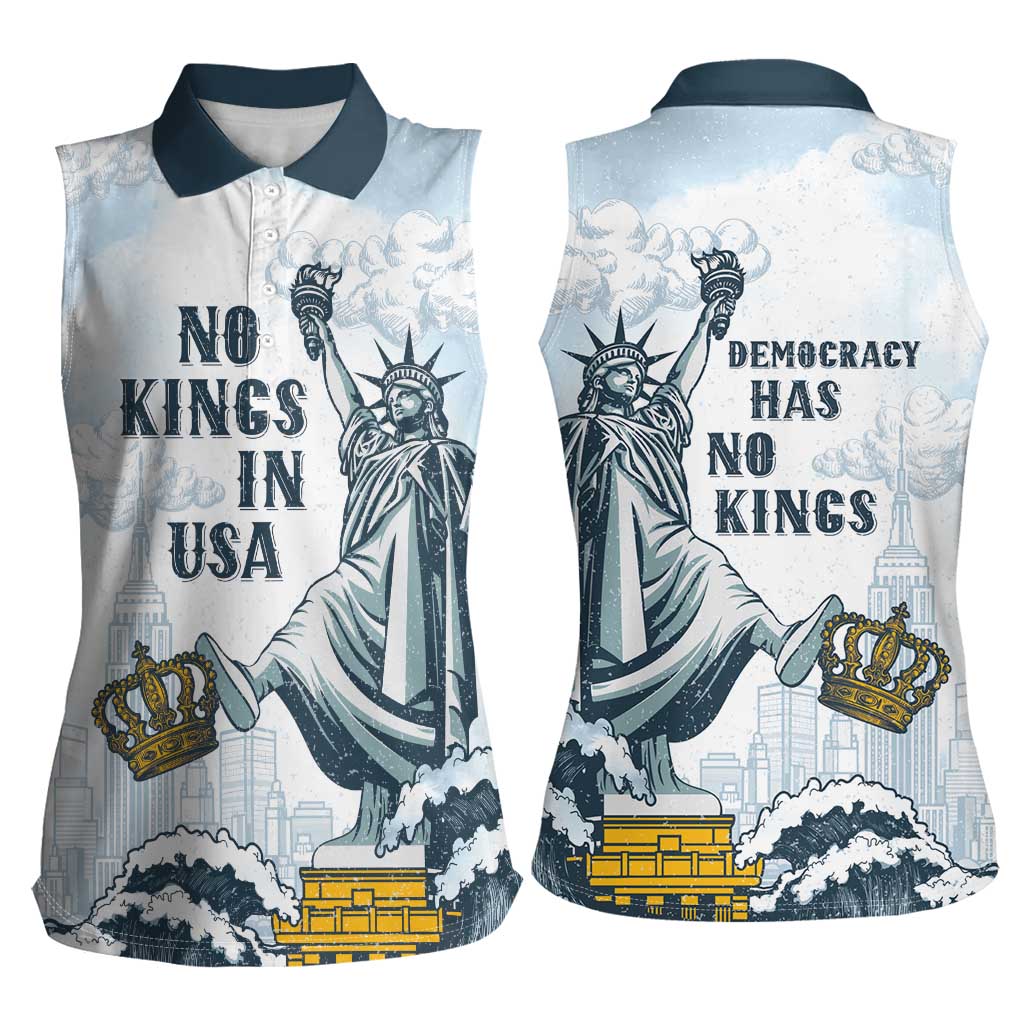 Funny Rejecting Kings Women Sleeveless Polo Shirt Since 1776 No Kings In America Retro Style LT05