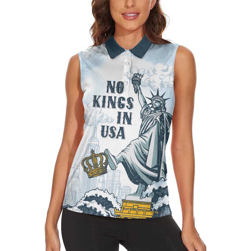Funny Rejecting Kings Women Sleeveless Polo Shirt Since 1776 No Kings In America Retro Style LT05