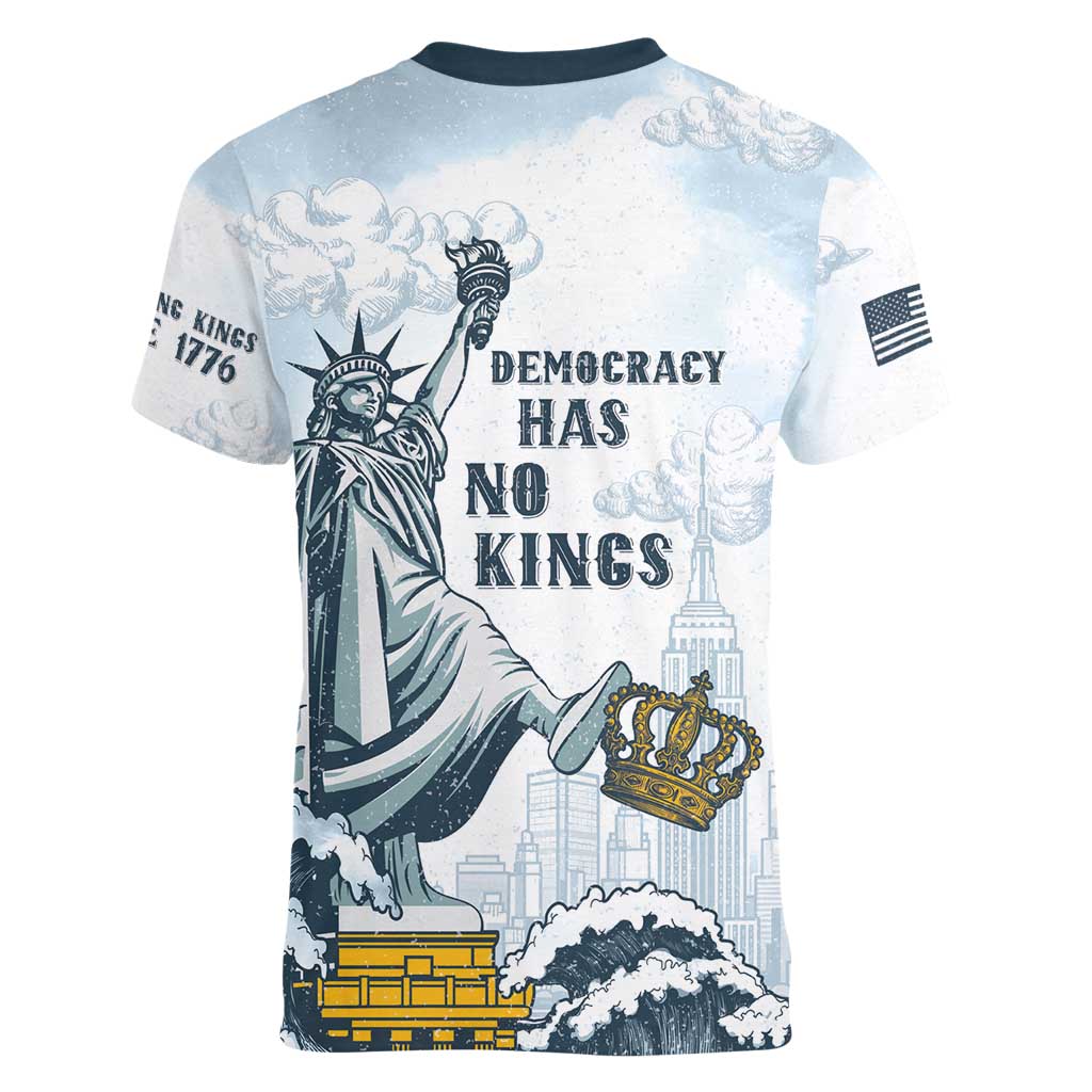 Funny Rejecting Kings Women V-Neck T-Shirt Since 1776 No Kings In America Retro Style LT05