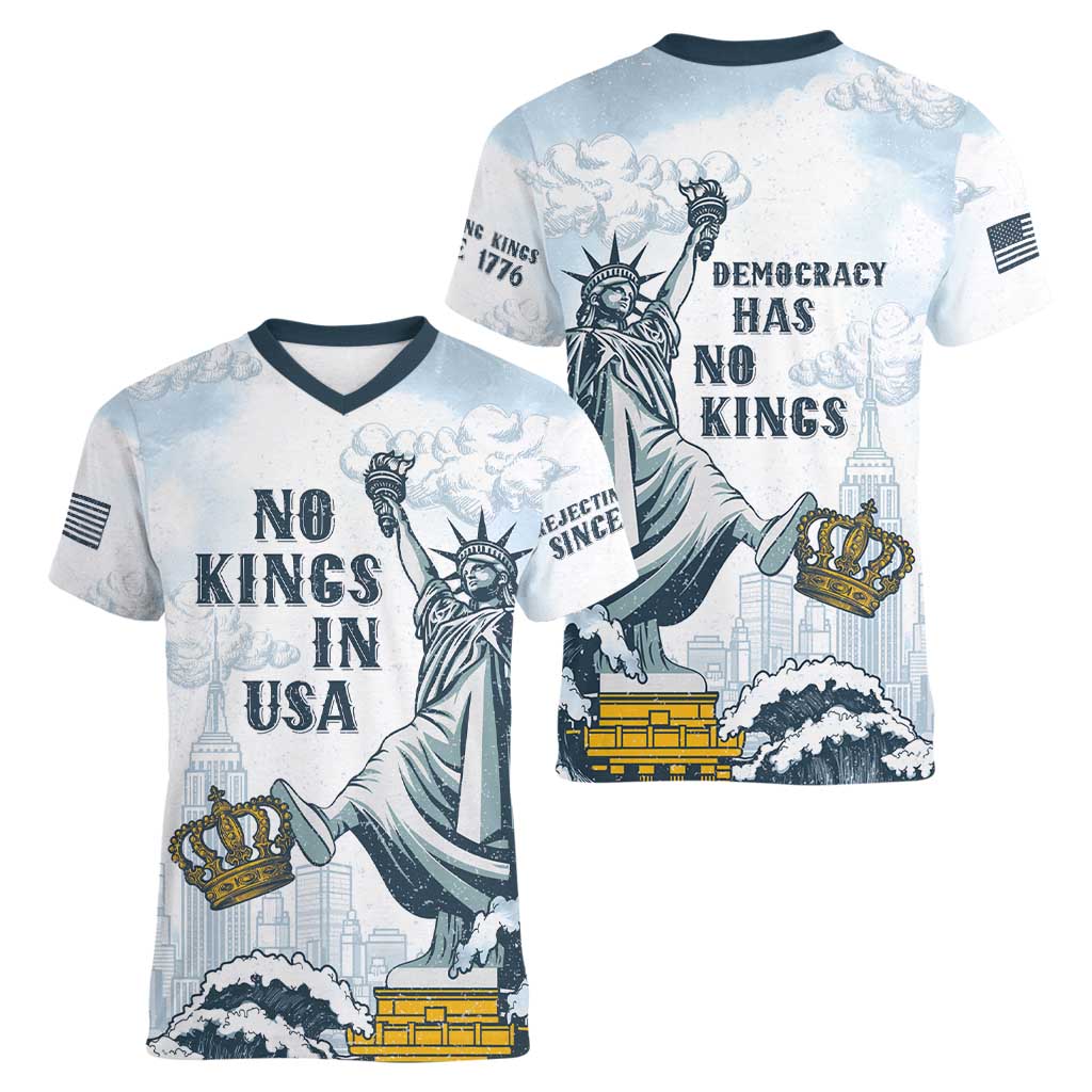 Funny Rejecting Kings Women V-Neck T-Shirt Since 1776 No Kings In America Retro Style LT05