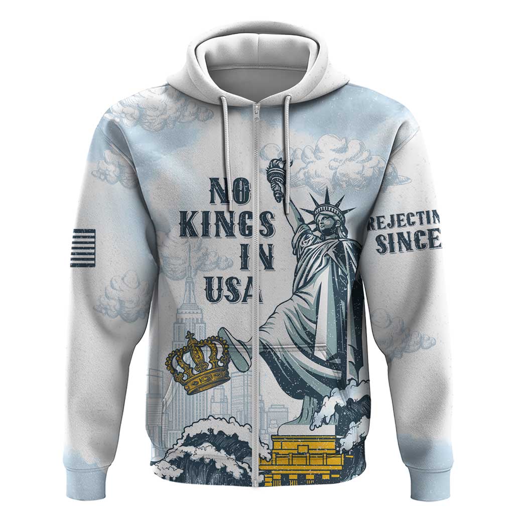 Funny Rejecting Kings Zip Hoodie Since 1776 No Kings In America Retro Style LT05