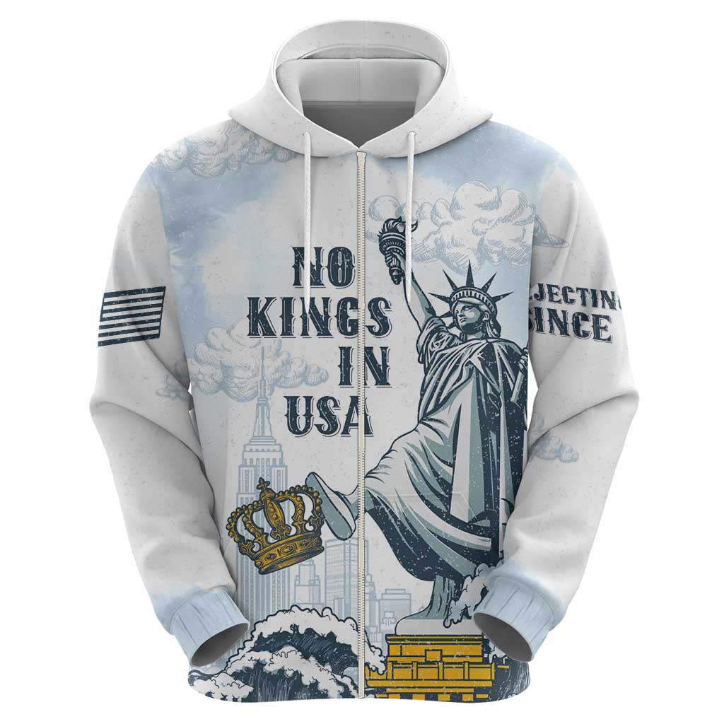 Funny Rejecting Kings Zip Hoodie Since 1776 No Kings In America Retro Style LT05