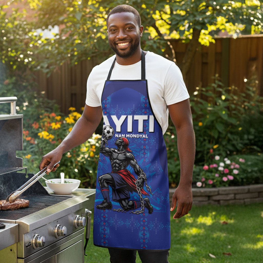 Haiti Ayiti Nan Mondyal 2026 Apron Fyete Lit Victwa Blue Version